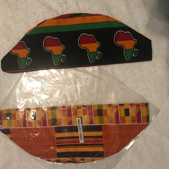 Set of 2 Kufi hats (Kente Print #1, and Pan African)  Kufi Hats - Picture 2 of 6